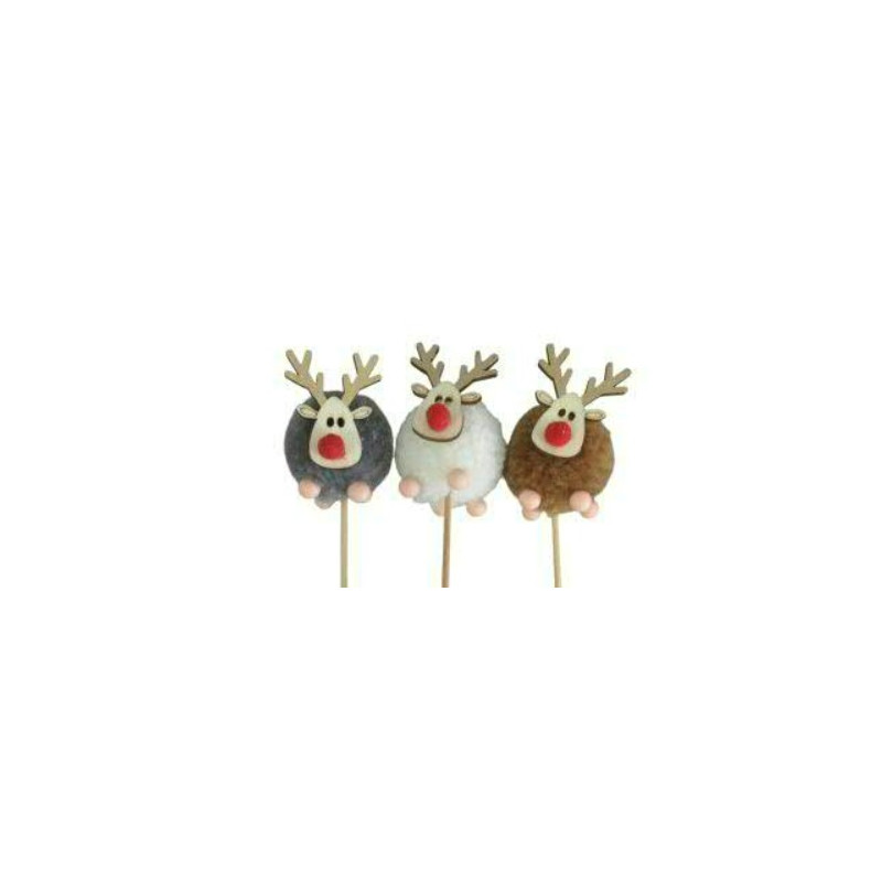 Sachet de 12 pics en bois 25cm - Rennes de Noël - grossiste fleuriste