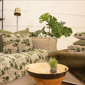 Coussin floral 60x45cm écru - Grossiste de déco