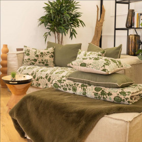 Coussin floral 60x45cm écru - Grossiste de déco