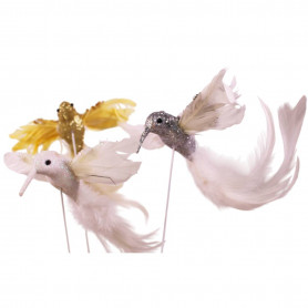 Boite de 12 oiseaux pailletés - Fournisseur d'éléments déco