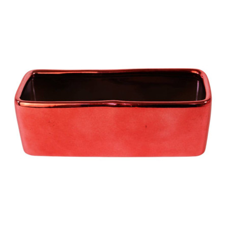 Jardinière rectangle rouge brillant - Grossiste décoration