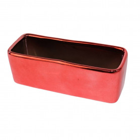 Jardinière rectangle rouge brillant - Grossiste décoration