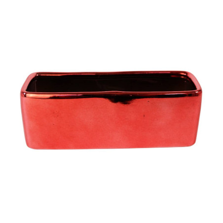 Jardinière rectangle rouge brillant - Grossiste décoration