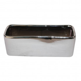 Jardinière rectangle argent brillant - Grossiste décoration