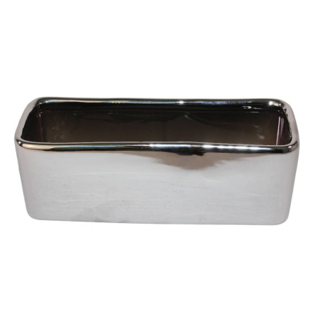 Jardinière rectangle argent brillant - Grossiste décoration