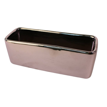 Jardinière rectangle argent brillant - Grossiste décoration