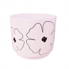 Cache-pot en céramique blanc à motifs - Grossiste fleuristes jardineries