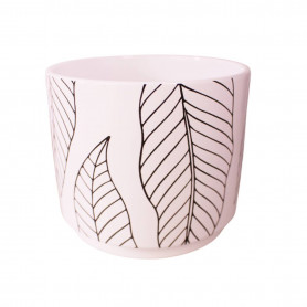 Cache-pot en céramique blanc à motifs - Grossiste fleuristes jardineries