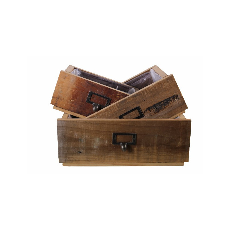 Lot de 3 tiroirs rectangle en bois décoration grossiste Lot de 3 tiroirs rectangle en bois décoration grossiste