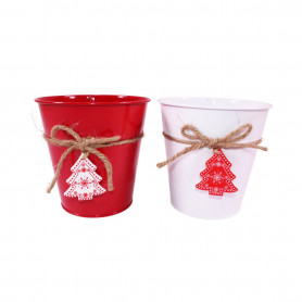 Cache-pot en zinc médaillon sapin - Grossiste fleuriste noel