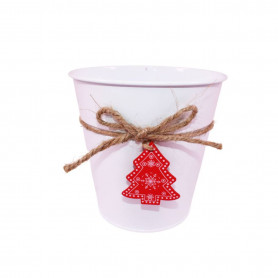 Cache-pot en zinc médaillon sapin - Grossiste fleuriste noel