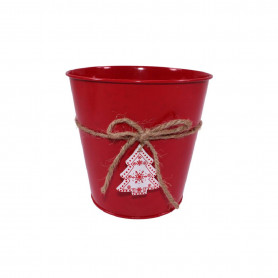 Cache-pot en zinc médaillon sapin - Grossiste fleuriste noel