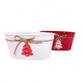 Jardinière en zinc médaillon sapin - Grossiste fleuriste noel