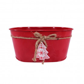 Jardinière en zinc médaillon sapin - Grossiste fleuriste noel