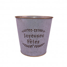 Cache-pot en zinc "joyeuses fêtes" - Grossiste fleuristes jardineries