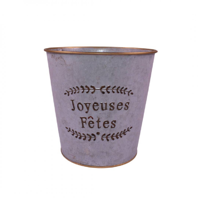 Cache-pot en zinc "joyeuses fêtes" - Grossiste fleuristes jardineries Cache-pot en zinc "joyeuses fêtes" - Grossiste fleuristes jardineries