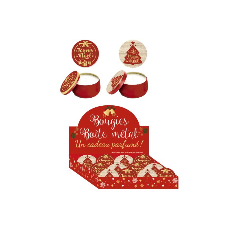 Bougie parfumée boite métal - Grossiste cadeaux Noël Bougie parfumée boite métal - Grossiste cadeaux Noël