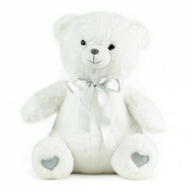 Peluche ours blanc noeud gris - Grossiste en peluches