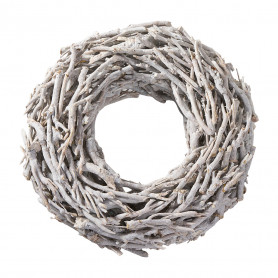 Couronne en bois blanchi - Grossiste décoration de Noël