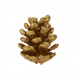 Boite de 45 pommes de pin or - Grossiste décoration