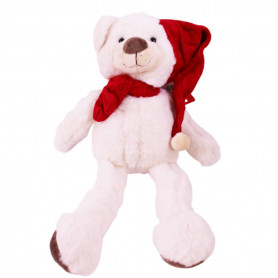 Peluche ours avec écharpe et bonnet rouge - Grossiste en peluches
