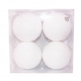 Boite de 4 boules neige 10cm - Grossiste déco de Noël