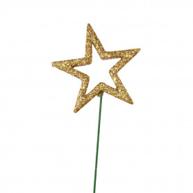 Boite de 30 étoiles pailletées sur pics - Grossiste fleuristes et jardineries