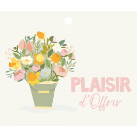 Sachet de 12 cartes message "plaisir d'offrir" - Bouquet - Grossiste pro