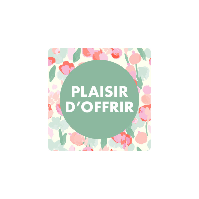 Rouleau de 500 étiquettes adhésives "plaisir d'offrir" - Tulipe - grossiste emballage