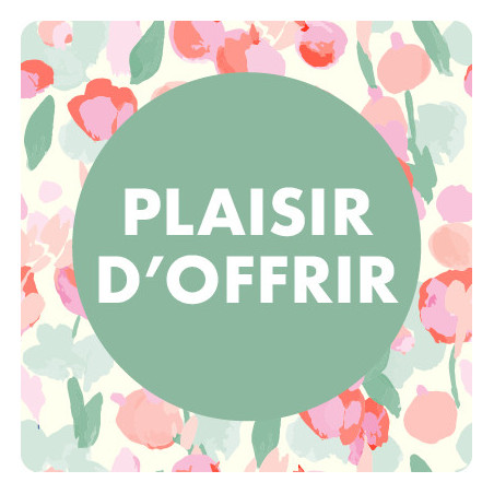 Rouleau de 500 étiquettes adhésives "plaisir d'offrir" - Tulipe - grossiste emballage