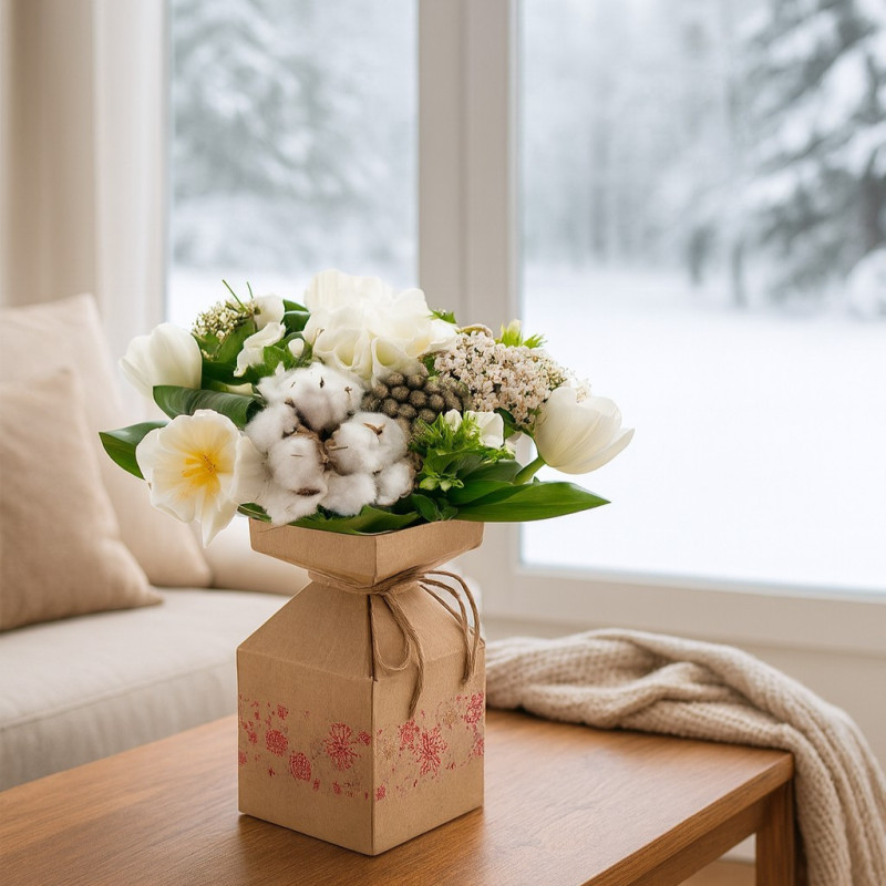 Paquet de 20 vases réserve d'eau en kraft recyclé - Flocons