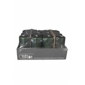 Boite de 12 bougie cylindre vert foncé - grossiste décoration