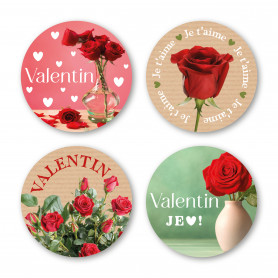 Etiquette adhÃ©sive saint valentin - grossiste fleuriste