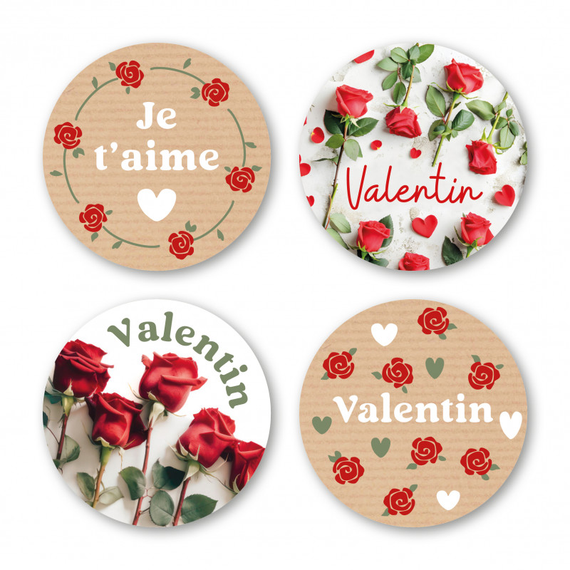 Etiquette adhÃ©sive saint valentin - grossiste emballage fleuriste