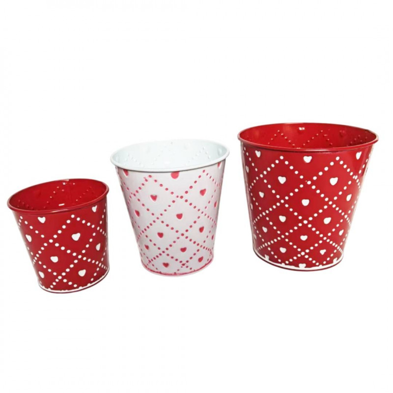 Cache-pot croisillon rouge rose - Grossiste zinc