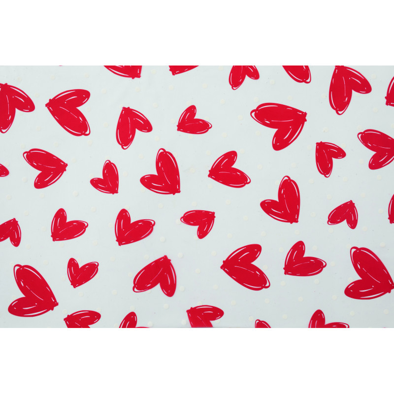 Rouleau de polypro imprimé 30µ coeur rouge - Grossiste en emballage