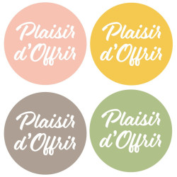 Rouleau de 500 étiquettes adhésives "plaisir d'offrir" - Sunny - grossiste emballage