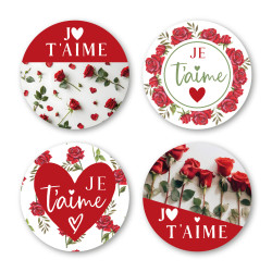Rouleau de 500 étiquettes adhésives "je t'aime" - Loveyou - grossiste emballage