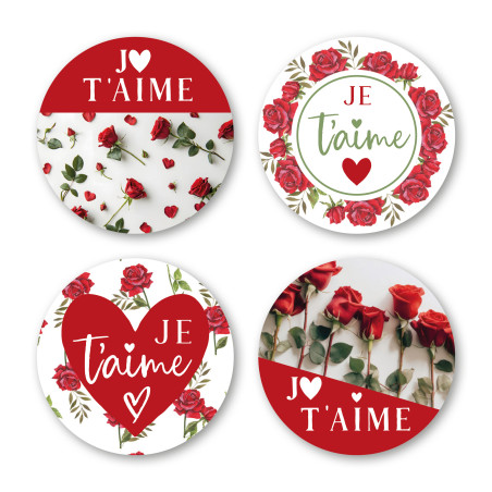 Rouleau de 500 étiquettes adhésives "je t'aime" - Loveyou - grossiste emballage