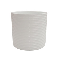 Cache-pot ligne horizontale blanc - Horizon - grossiste pour fleuristes et jardineries