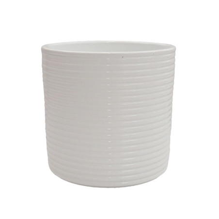 Cache-pot ligne horizontale blanc - Horizon - grossiste pour fleuristes et jardineries