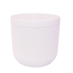 Cache-pot ligne verticale blanc - Stria - grossiste pour fleuristes et jardineries