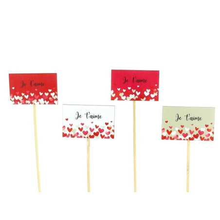Sachet de 12 pics "je t'aime" - Sandra - grossiste décoration