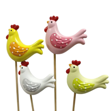 Sachet de 12 pics poule - Paulette - Grossiste décoration