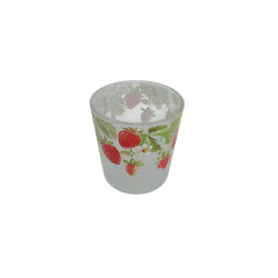 Photophore en verre décorés de fleurs - Fournisseur déco bougies