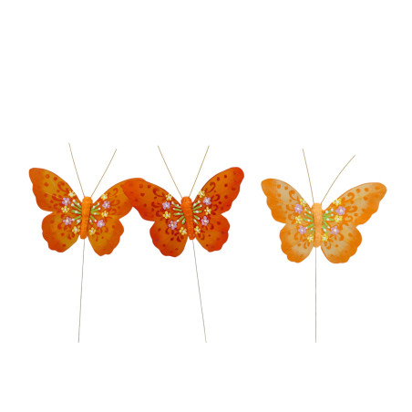 Papillons plume sur pic - Fournisseur accessoires décos