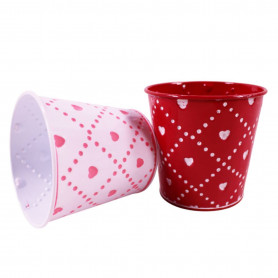 Cache-pot croisillon rouge rose - Grossiste zinc