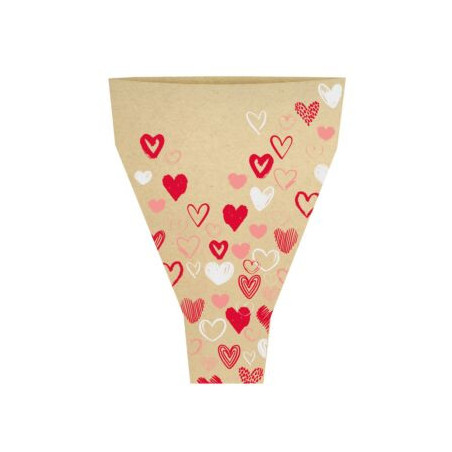 Cone à rose en kraft imprimé - grossiste fleuriste