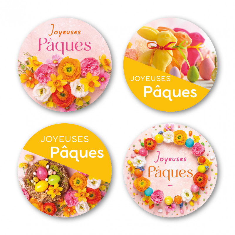 Rouleau de 500 étiquettes adhésives "Pâques" - Ovany - grossiste emballage