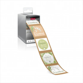 Rouleau de 500 étiquettes adhésives "Porte bonheur" - Verdinette - grossiste emballage